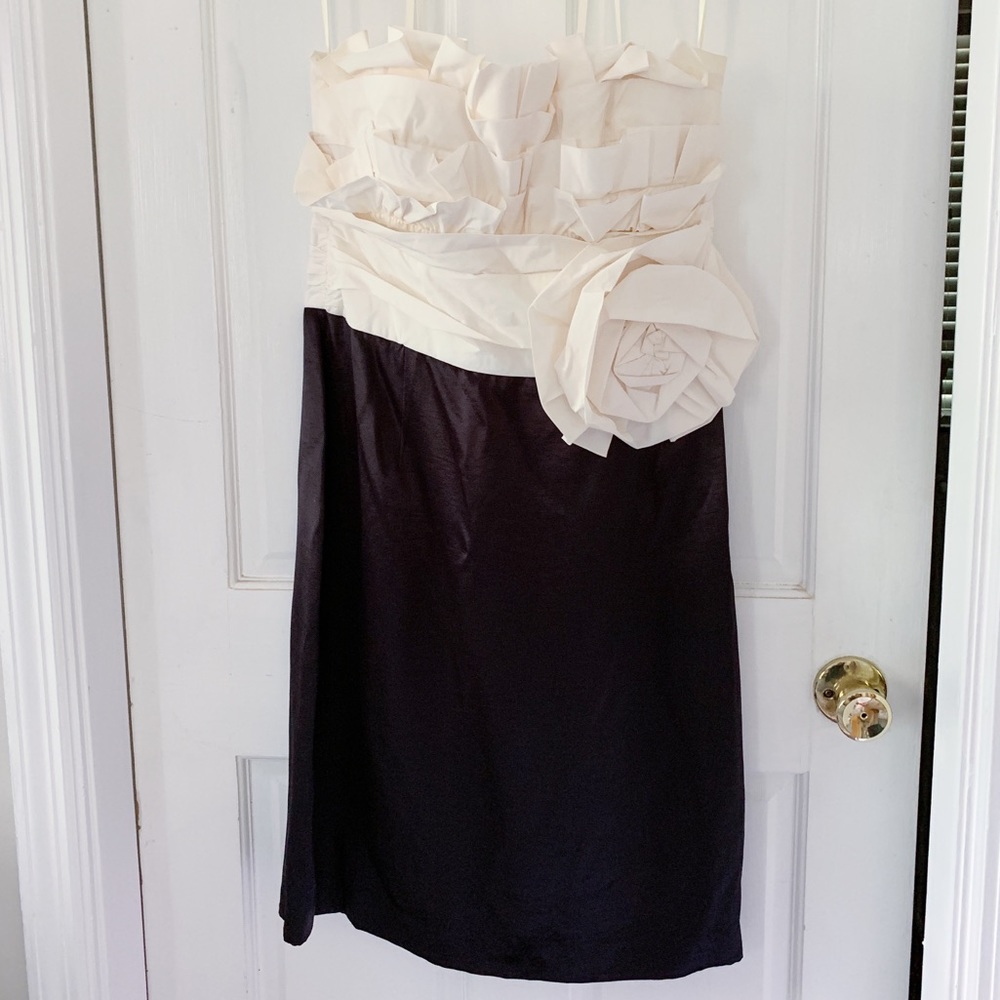 Max and Cleo Black and Ivory Strapless Dress